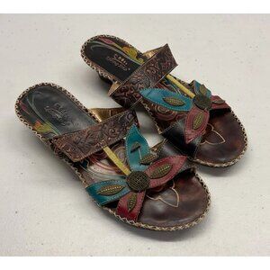 Spring Step Pola Women's Wedge Slide Sandals FLORAL US size 10 EUR 41‎
